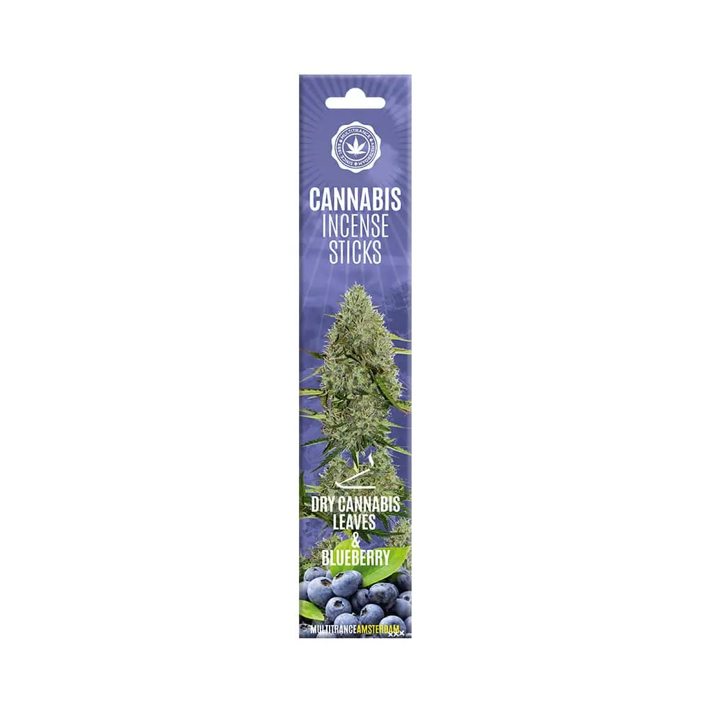 Cannabis Incense Sticks – Blueberry & Dry Cannabis Leaf Scent (15 Sticks per Pack)
