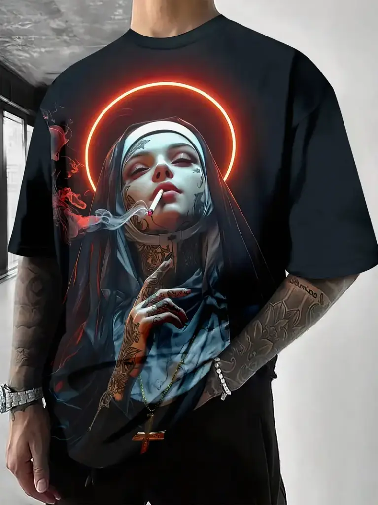Men’s Casual Nun Drop-Shoulder Short-Sleeve T-Shirt