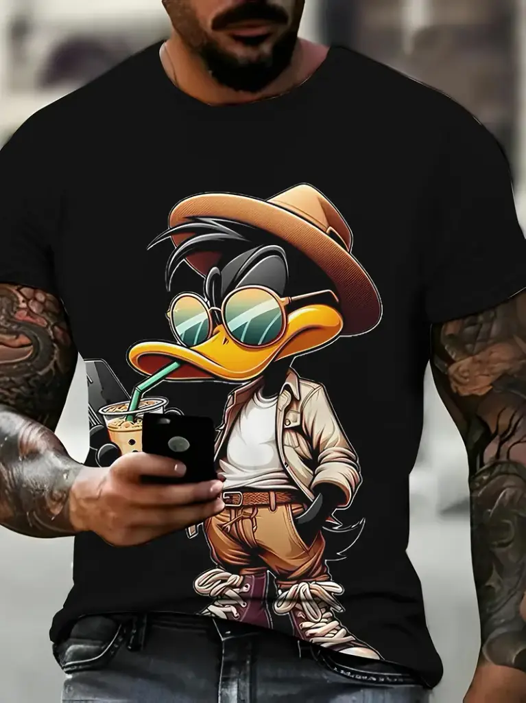 Duck Clothing Trend Fashion 3D Printed T-Shirt New Short Sleeved Summer Men'S Clothing