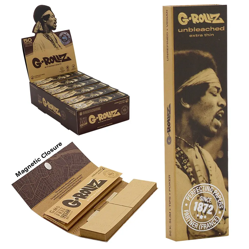 G-Rollz | 'Serenade' Unbleached - 50 KS Slim Papers + Tips (24 Booklets Display)