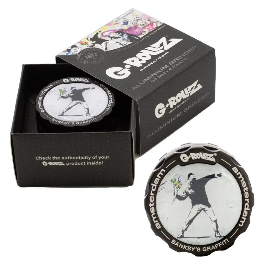 G-Rollz | Banksy Graffiti 'Flower Thrower' 4part Grinder (53mm)