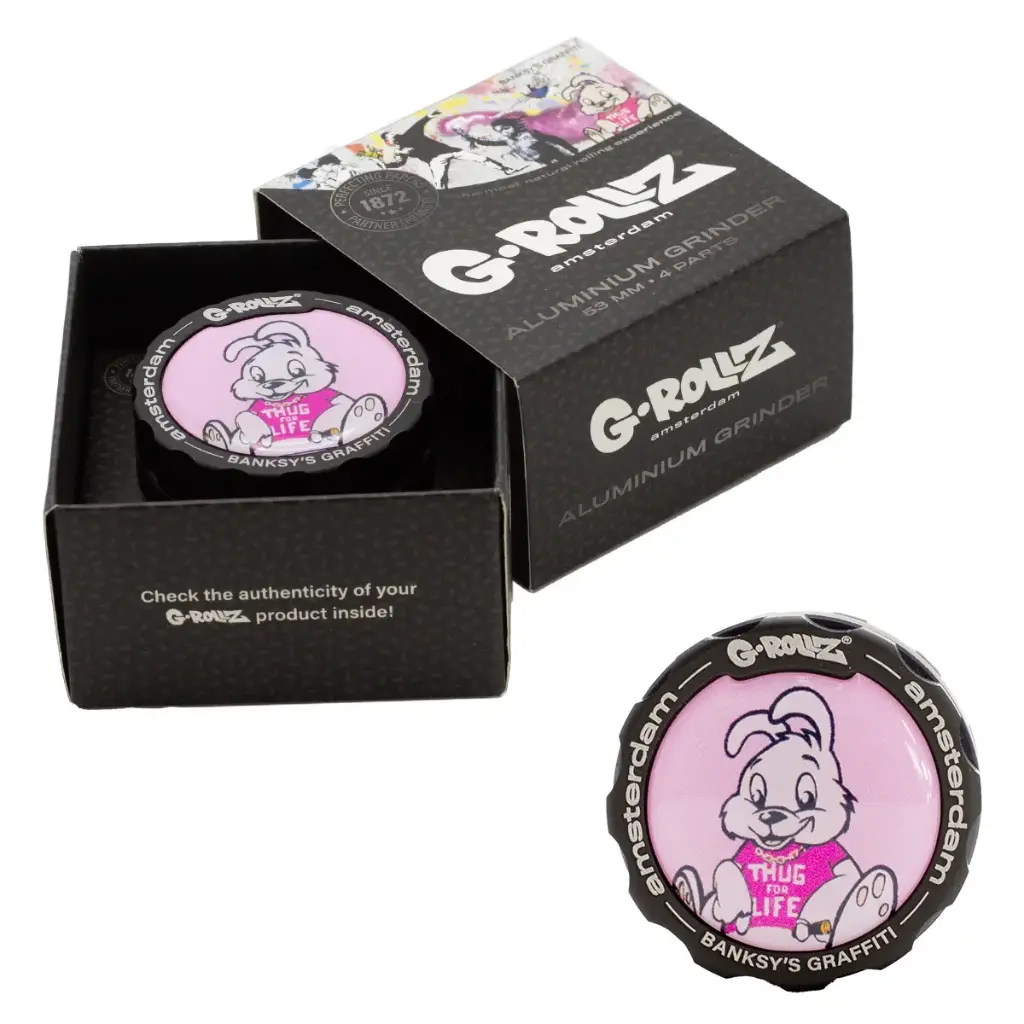 G-Rollz | Banksy Graffiti 'Thug For Life' 4part Grinder - 53mm - 6pc In Display