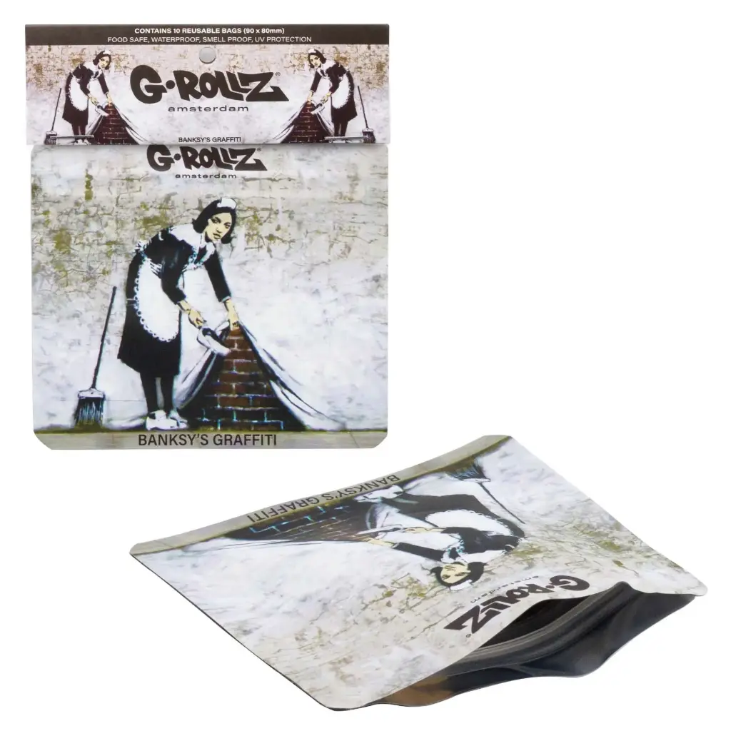 G-Rollz | Banksy's Graffiti 'Camden Maid' Smell Proof Bags (90mm x 80mm)