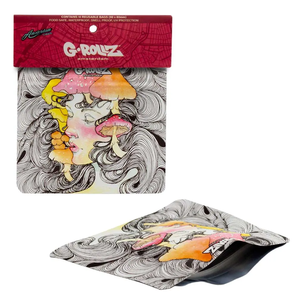 G-Rollz | 'Mushroom Lady' Smell Proof Bags (90mm x 80mm) 