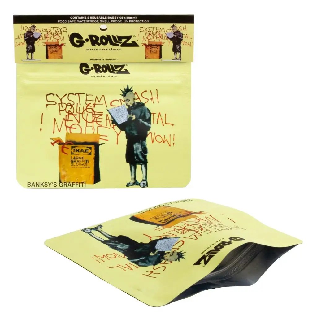 G-Rollz | Banksy's Graffiti 'Ikea Punk' Smell Proof Bags (105mm x 80mm)