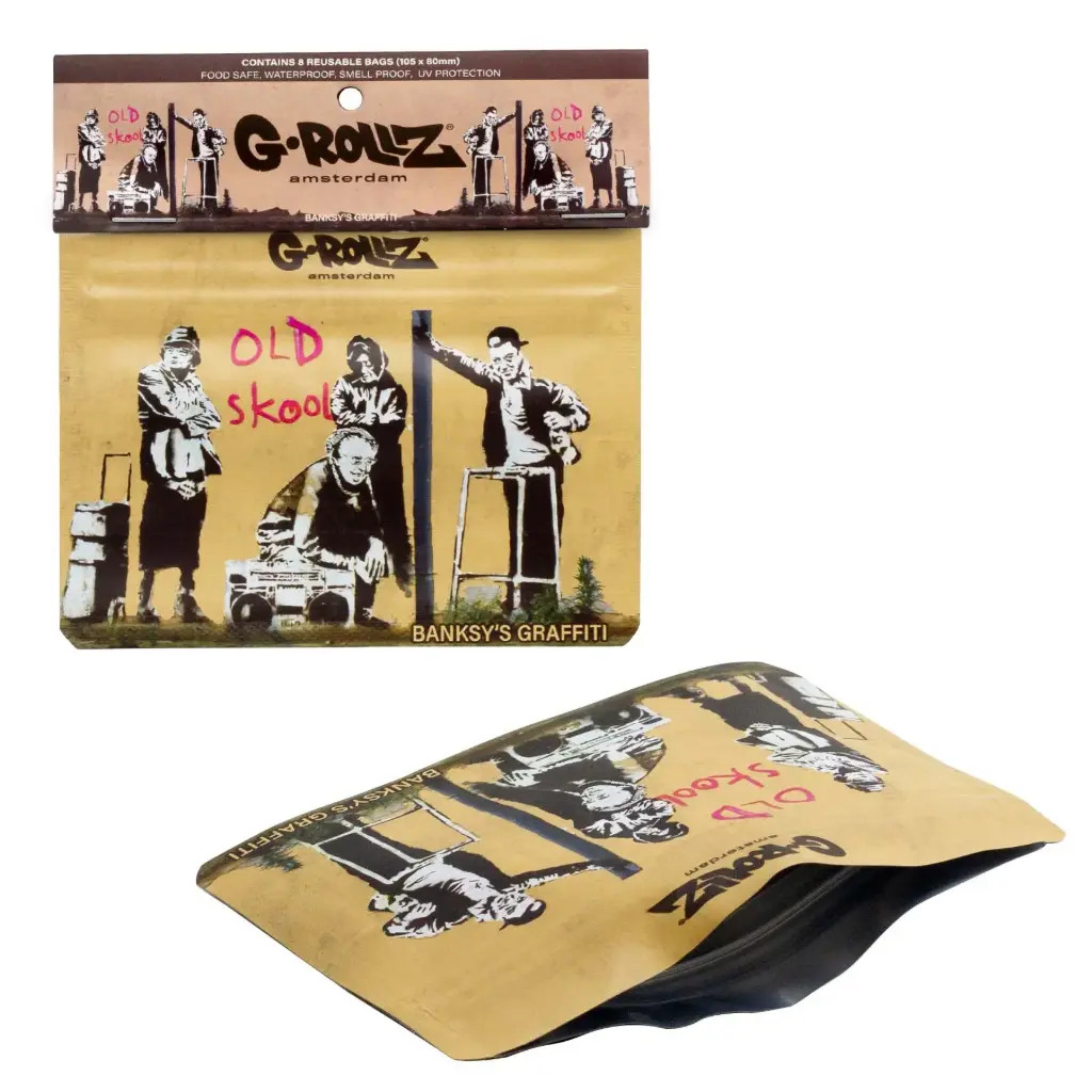 G-Rollz | Banksy's Graffiti 'Old Skool' Smell Proof Bags (105mm x 80mm)