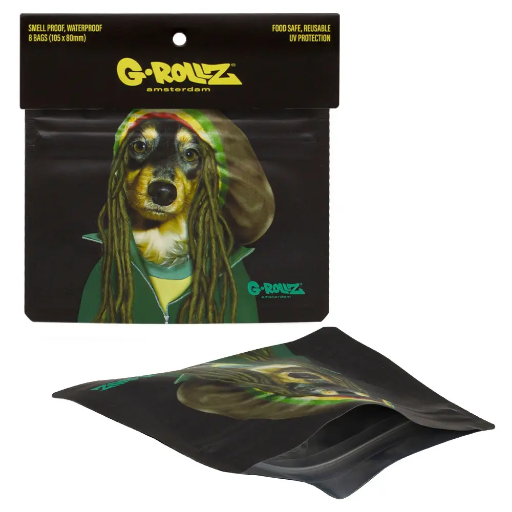 G-Rollz | 'Reggae' 105x80 mm Smellproof Bags - 8pcs in Display