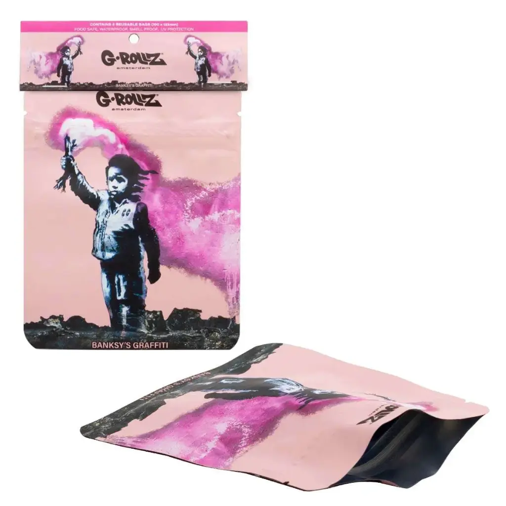 G-Rollz | Banksy's Graffiti 'Torch Boy'  Smell Proof Bags (100mm x 125mm) 