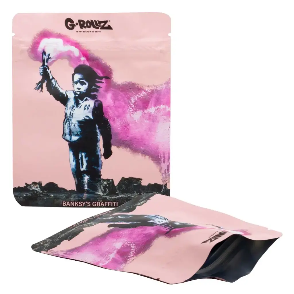 G-Rollz | Banksy's Graffiti 'Torch Boy' 100x125mm Smellproof Bags - 8pcs in Display