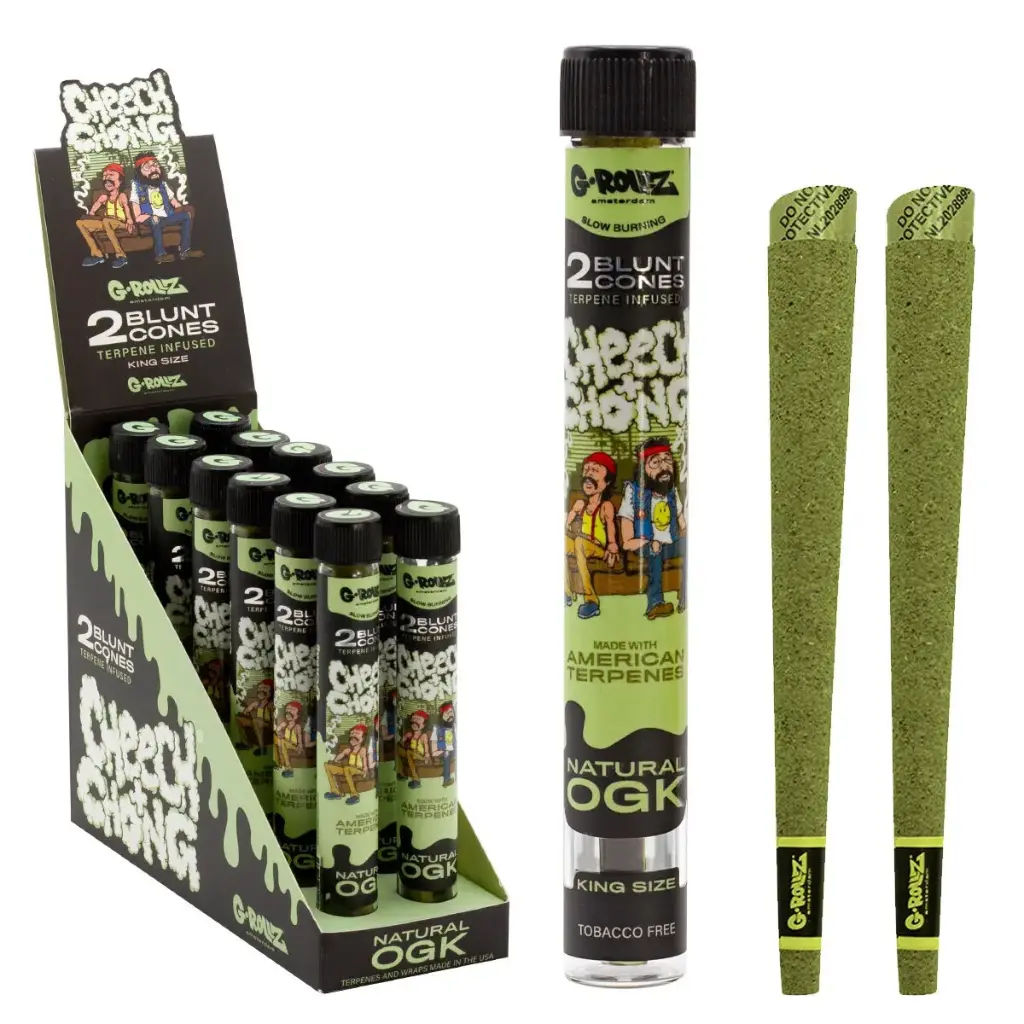 G-Rollz | Cheech & Chong™ 2x Terpene Infused Blunt Cones 'Natural OGK' (12 Pack Display)