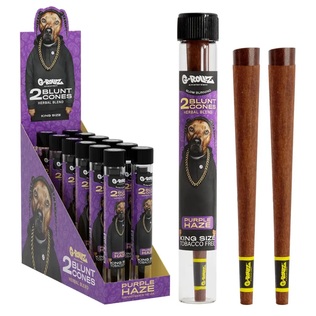 G-Rollz | 'The Dog' Terpene Infused Herbal Blunt Cones 'Purple Haze' (12 Pack Display, 24 Blunts)