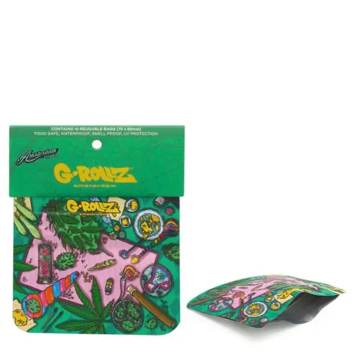[GR4010A] G-Rollz | 'Amsterdam Picnic' 70x60mm Smellproof Bags - 10pcs in Display