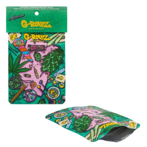 [GR4020A] G-Rollz | 'Amsterdam Picnic' 65x85mm Smellproof Bags - 10pcs in Display