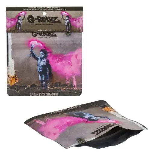 [BG4025C] G-Rollz | Banksy's Graffiti 'Torch Boy' 90x80 mm smellproof bag - 10pcs in Display