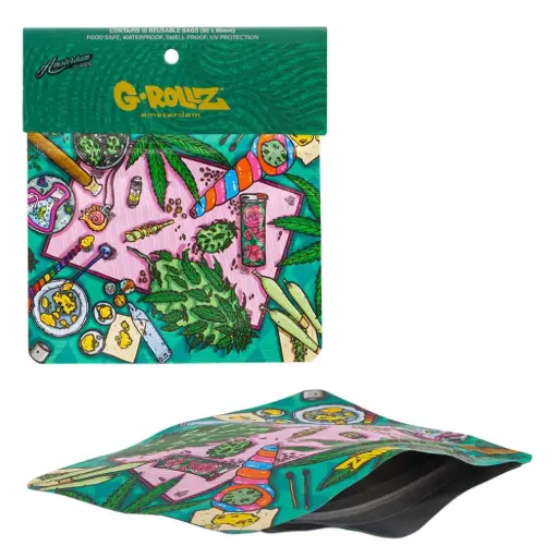 [GR4025A] G-Rollz | 'Picnic' Smell Proof Bags 90 x 80mm - 10pcs in Display