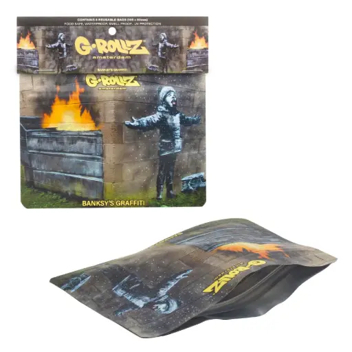 [BG4035C] G-Rollz | Banksy's Graffiti 'Snowflake Boy' Smell Proof Bags (105mm x 80mm)