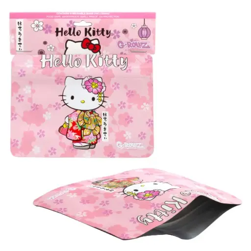 [HK4035A] G-Rollz | Hello Kitty 'Kimono Pink' 105x80 mm Foodsafe Storage Supplement Pouch - 8pcs in Display