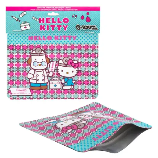 [HK4035K] G-Rollz | Hello Kitty 'Doctor' 105x80 mm Foodsafe Storage Supplement Pouch - 8pcs in Display