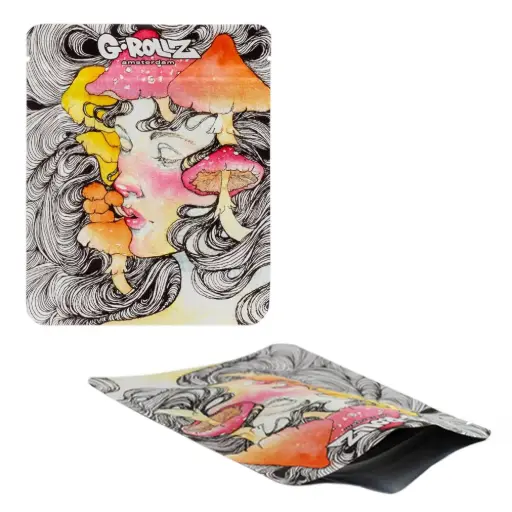 [GR4040BX] G-Rollz | 100x125mm Smellproof Bags | 'Mushroom Lady' 100x125 mm smellproof bag - 50pcs/ pack