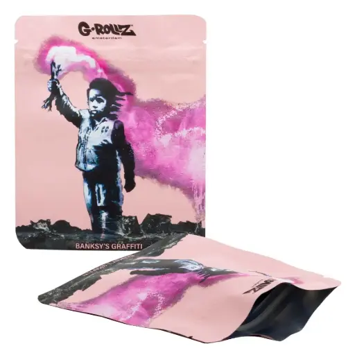 [BG4040BX] G-Rollz | Banksy's Graffiti 'Torch Boy' 100x125mm Smellproof Bags - 8pcs in Display