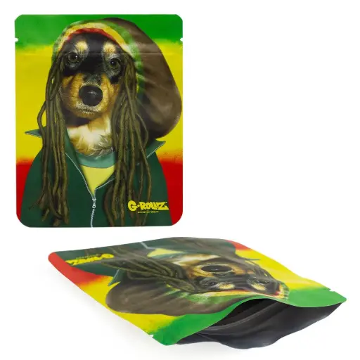 [PR4040EX] G-Rollz | 'Reggae' 100x125 mm Smellproof Bags - 8pcs in Display