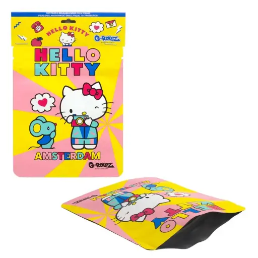 [HK4040F] G-Rollz | Hello Kitty 'Retro Tourist' 100x125 mm Foodsafe Storage Supplement Pouch - 8pcs in Pack