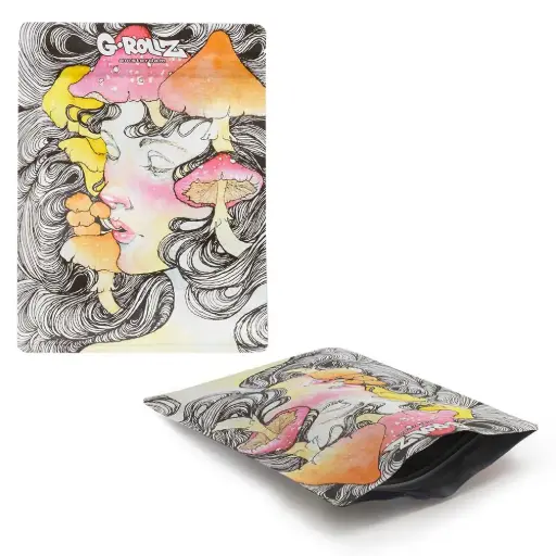 [GR4050B] G-Rollz | 'Muschroom Lady' 150x200 mm Smellproof Bags - 25pcs in Display