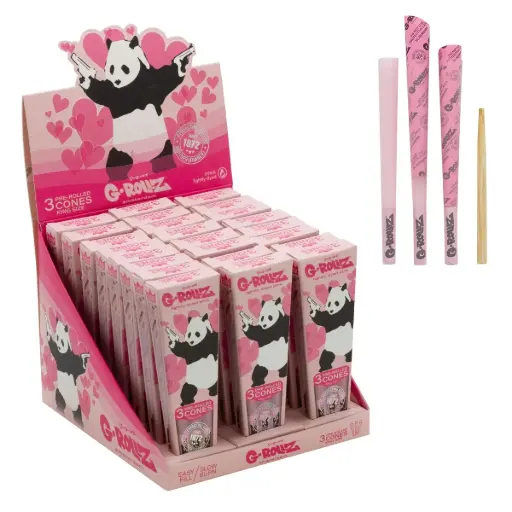 [BG1156KB-DIS] G-Rollz | Banksy Graffiti 'Panda Gunnin'' Pink - 3 KS Cones (24 Packs Display)