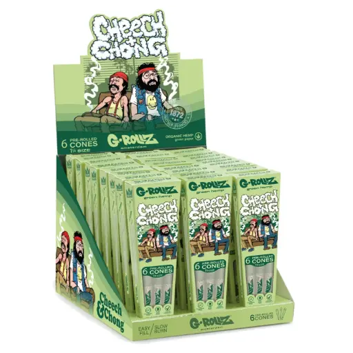 [CC1174QB-DIS] G-Rollz | Cheech & Chong(TM) 'Sofa' Organic Green Hemp - 6 '1¼' Cones (24 Packs Display)