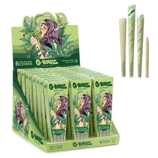 [GR1174QA-DIS] G-Rollz | Collector 'Colossal Dream' Organic Green Hemp - 6 '1¼' Cones (24 Packs Display)