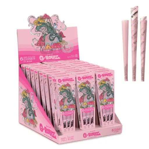 [GR1176QA-DIS] G-Rollz | Collector 'Shroomie' Pink - 6 '1¼' Cones (24 Packs Display)