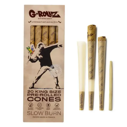 [BG1431K-B] G-Rollz | Banksy Graffiti 'Flower Thrower' Unbleached - 20 KS Cones