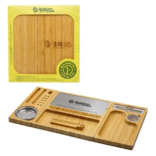 [GR03211A] G-Rollz | 3-Piece Deluxe Bamboo Tray (26cm x 49cm) | Folded : (26cm x 24.5cm)