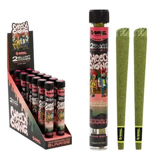 [CC1532A-DIS] G-Rollz | Cheech & Chong™ 2x Terpene Infused Blunt Cones 'Watermelon Sunrise' (12 Pack Display)