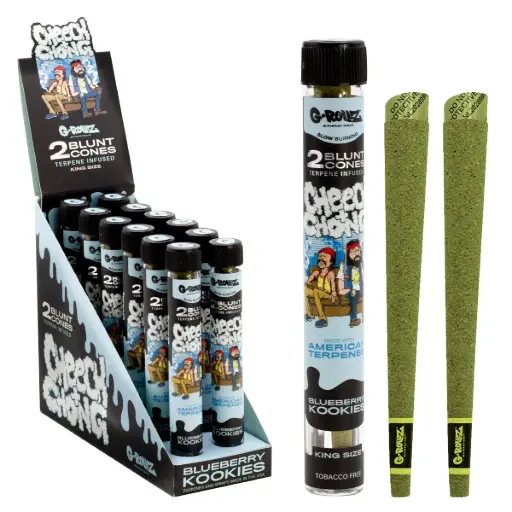 [CC1532B-DIS] G-Rollz | Cheech & Chong™ 2x Terpene Infused Blunt Cones 'Blueberry Kookies' (12 Pack Display)