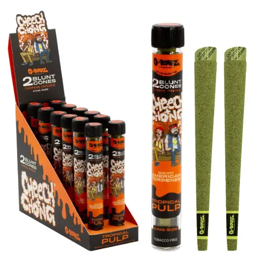 [CC1532D-DIS] G-Rollz | Cheech & Chong™ 2x Terpene Infused Blunt Cones 'Tropical Pulp' (12 Pack Display)