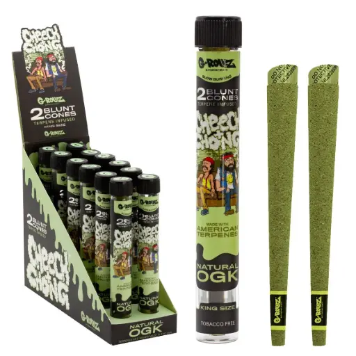 [CC1532G-DIS] G-Rollz | Cheech & Chong™ 2x Terpene Infused Blunt Cones 'Natural OGK' (12 Pack Display)
