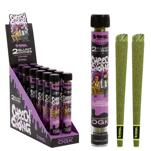 [CC1532H-DIS] G-Rollz | Cheech & Chong™ 2x Terpene Infused Blunt Cones 'Blackberry OGK' (12 Pack Display)
