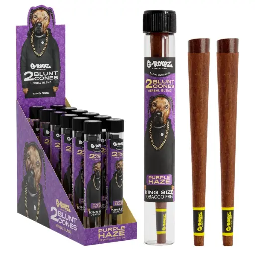 [PR1535A-DIS] G-Rollz | 'The Dog' Terpene Infused Herbal Blunt Cones 'Purple Haze' (12 Pack Display, 24 Blunts)