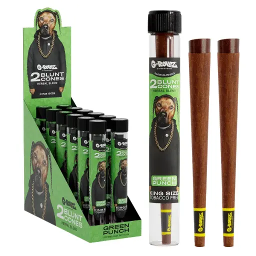 [PR1535B-DIS] G-Rollz | 'The Dog' Terpene Infused Herbal Blunt Cones 'Green Punch' (12 Pack Display, 24 Blunts)