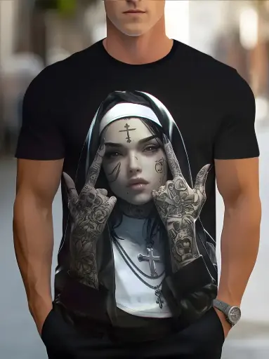Men’s 3D Nun Graphic T-Shirt 