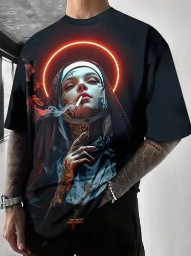 Men’s Casual Nun Drop-Shoulder Short-Sleeve T-Shirt