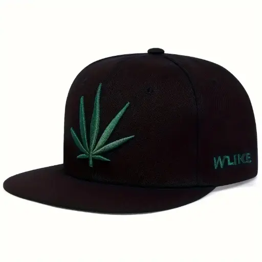 Women’s Black & Green Hemp Leaf Baseball Cap