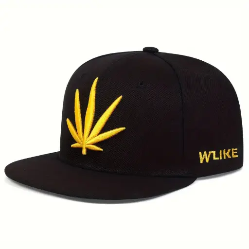 Women’s Black & Yellow Hemp Leaf Baseball Cap