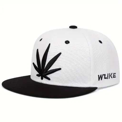Women’s White & Black Hemp Leaf Baseball Cap
