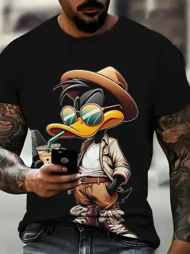 Duck Clothing Trend Fashion 3D Printed T-Shirt New Short Sleeved Summer Men'S Clothing