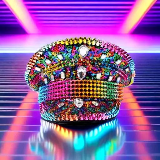 Fashionable Stylish Rhinestone Captain Hat Golden Rivet Colorful Bomber Pilot Hats Party Unique Suitable For Women