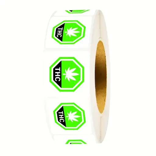 Hemp Warning Stickers – 500-Pack Green & White Adhesive Labels