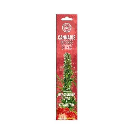 Cannabis Incense Sticks – Strawberry & Dry Cannabis Leaf Scent (15 Sticks per Pack)

