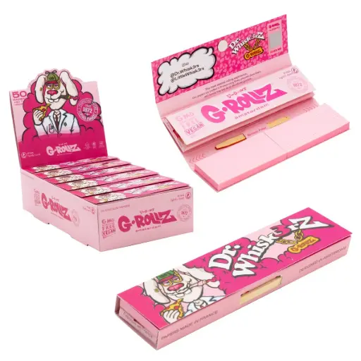 G-Rollz | Lightly Dyed Pink - 50 KS Slim Papers + Tips (24 Booklets Display)